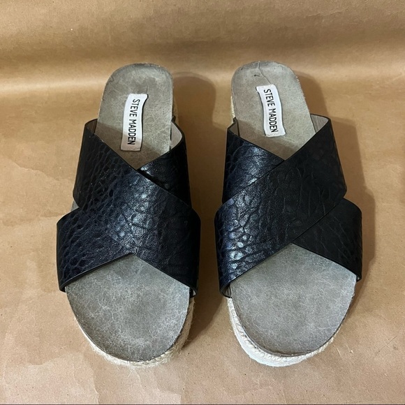 Steve Madden | Hassie Platform Chunky Espadrille Open Toe Slide Sandal Size 7 - Picture 3 of 11